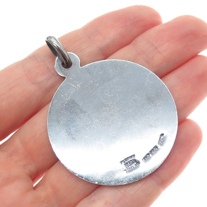 PLAFINA 925 Sterling Silver Vintage Mexico Mayan Calendar Oxidized Pendant