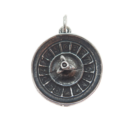 BELL TRADING POST Sterling Silver Vintage Roulette Wheel Oxidized Charm Pendant