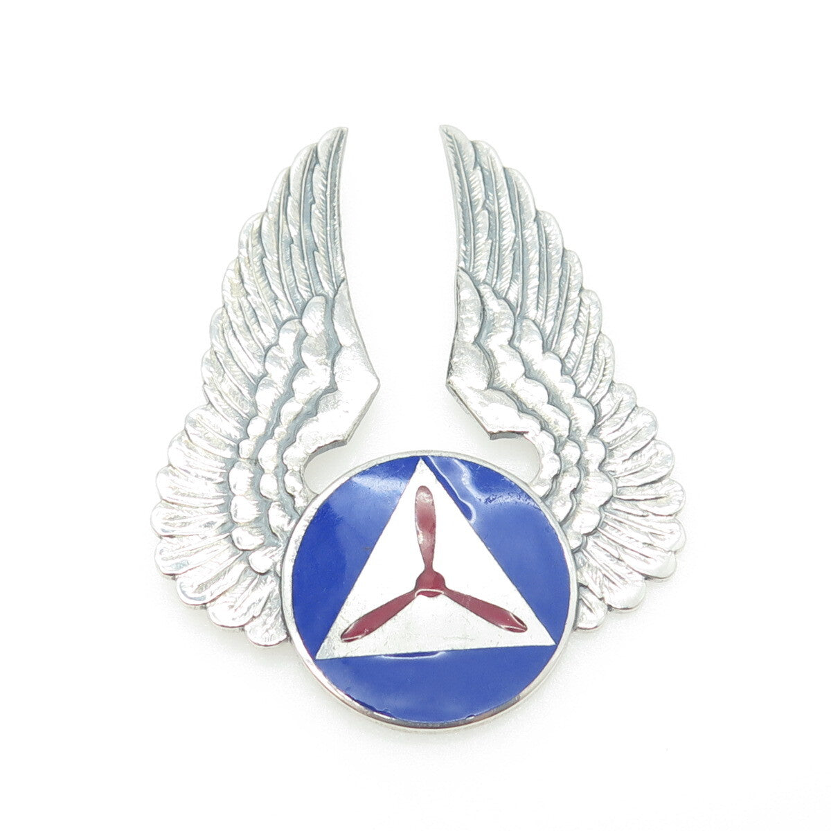 GEMSCO Sterling Silver Antique WWII Enamel Civil Air Patrol Officer Cap Brooch