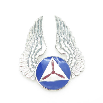 GEMSCO Sterling Silver Antique WWII Enamel Civil Air Patrol Officer Cap Brooch