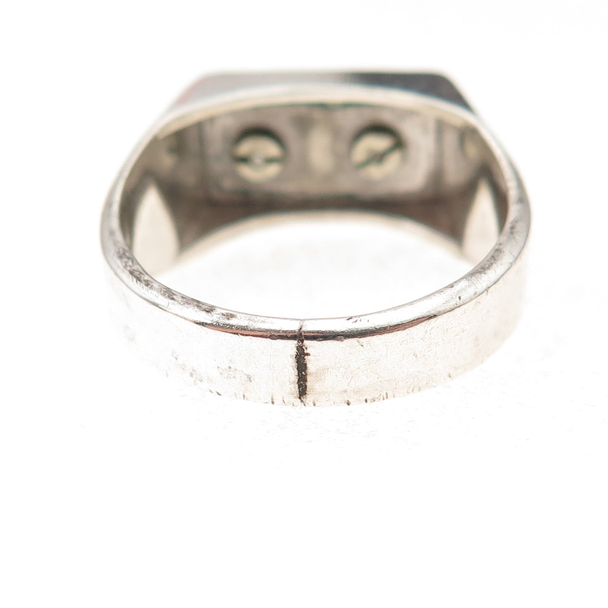 Vargas 925 Sterling Silver Antique Art Deco Real Garnet Letter M Ring Size 11.25