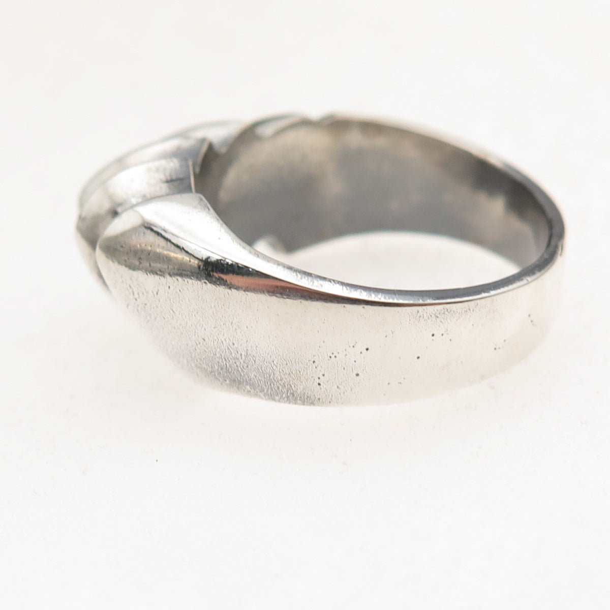 925 Sterling Silver Vintage Mexico Modernist Oxidized Ring Size 8