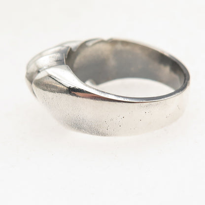 925 Sterling Silver Vintage Mexico Modernist Oxidized Ring Size 8