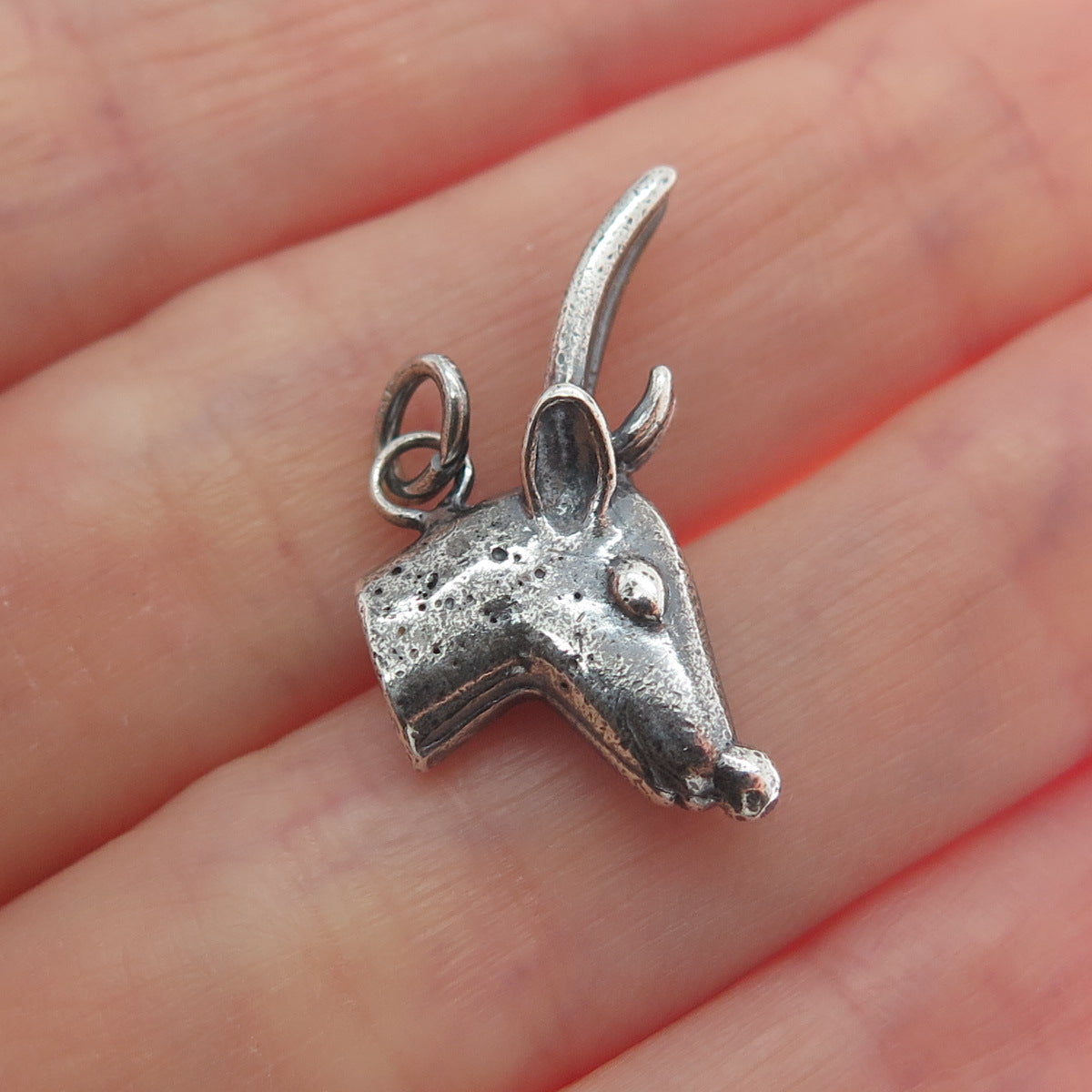 925 Sterling Silver Vintage Deer Oxidized Minimalist Charm Pendant