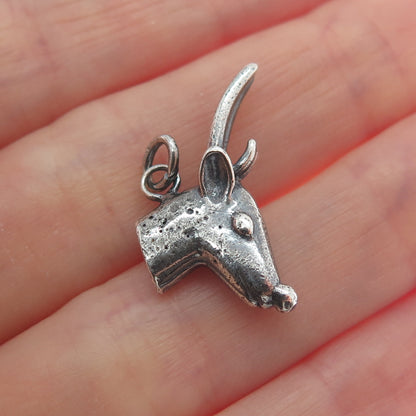 925 Sterling Silver Vintage Deer Oxidized Minimalist Charm Pendant