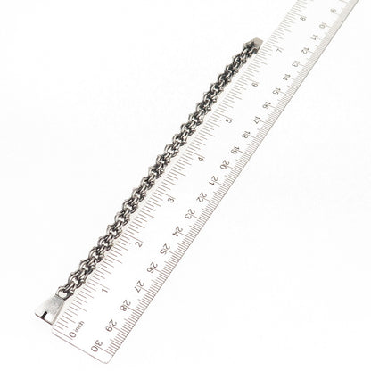 925 Sterling Silver Vintage Oxidized Double Bismark Link Bracelet 6.25"