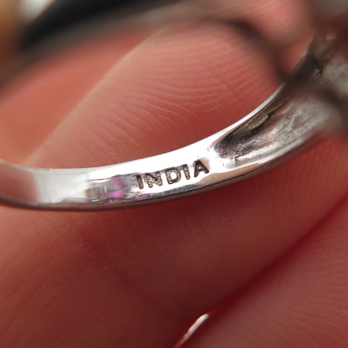 925 Sterling Silver Real Pink Sapphire & White Topaz Bohemian Ring Size 6