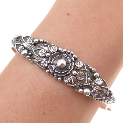 Melvin Tsosie Navajo Old Pawn 925 Sterling Vintage Floral Adjustable Bracelet 6"