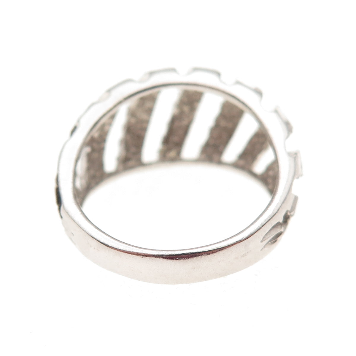 Chapal Zenray 925 Sterling Silver Modernist Ribbed Dome Ring Size 7.25