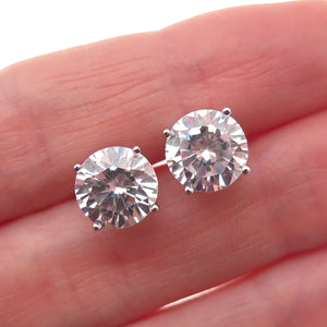 JCM Jacmel Mauritius 925 Sterling Silver Round-Cut C Z Stud Earrings
