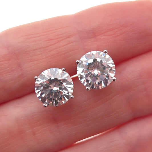 JCM Jacmel Mauritius 925 Sterling Silver Round-Cut C Z Stud Earrings