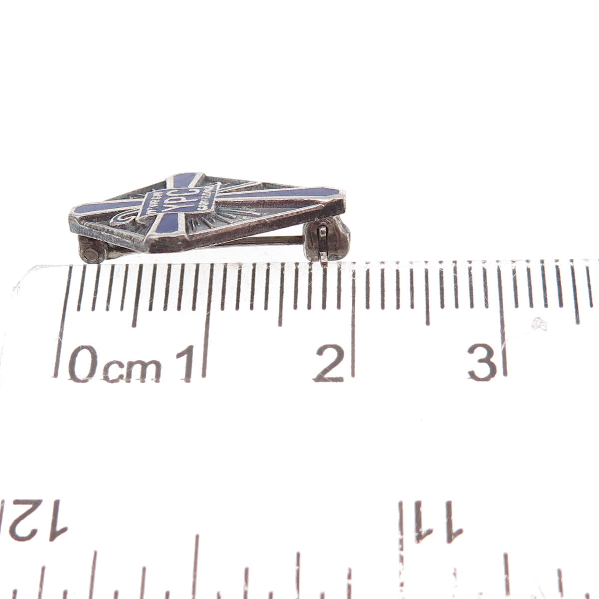 925 Sterling Silver Antique Enamel Mount Virgin Young People's Club Pin Brooch