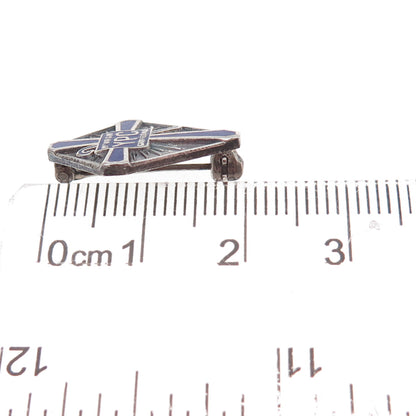 925 Sterling Silver Antique Enamel Mount Virgin Young People's Club Pin Brooch