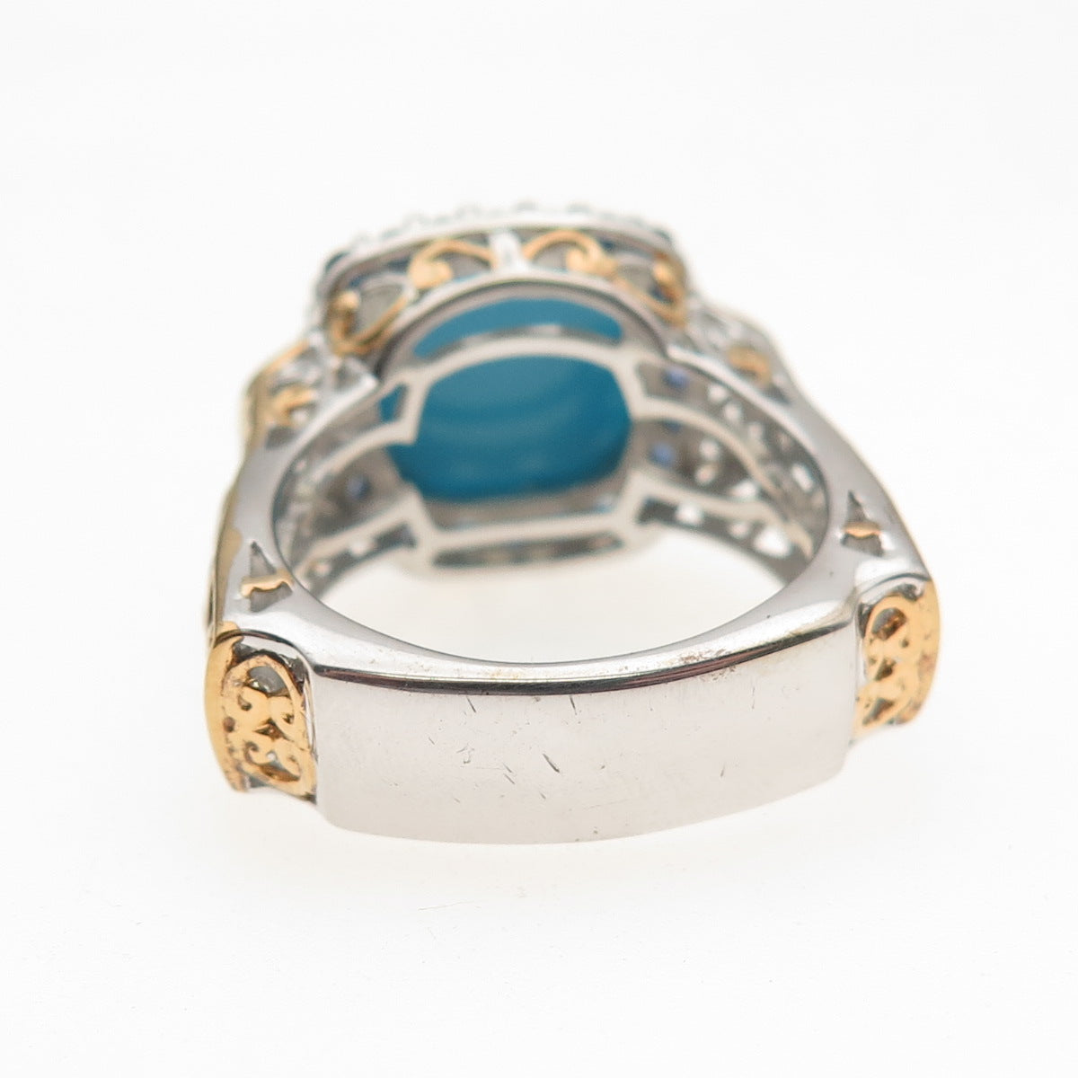 Michael Valitutti Gems En Vogue 925 Sterling Turquoise & Sapphire Ring Size 8.25