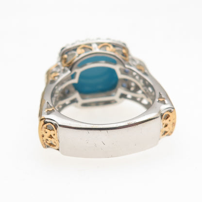 Michael Valitutti Gems En Vogue 925 Sterling Turquoise & Sapphire Ring Size 8.25