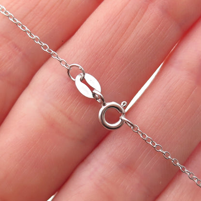 925 Sterling Silver Round-Cut Blue & White C Z Cable Chain Necklace 18"