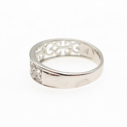 925 Sterling Silver Ornate Heart & Butterfly Band Ring Size 7