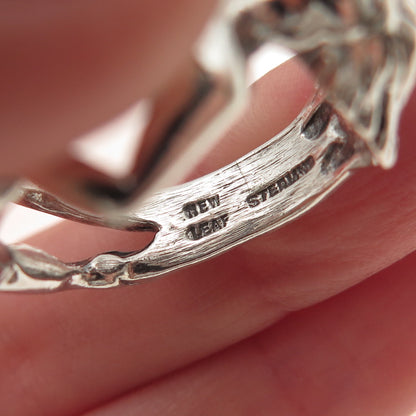 New Leaf 925 Sterling Silver Vintage Naked Woman Erotic Oxidized Ring Size 8