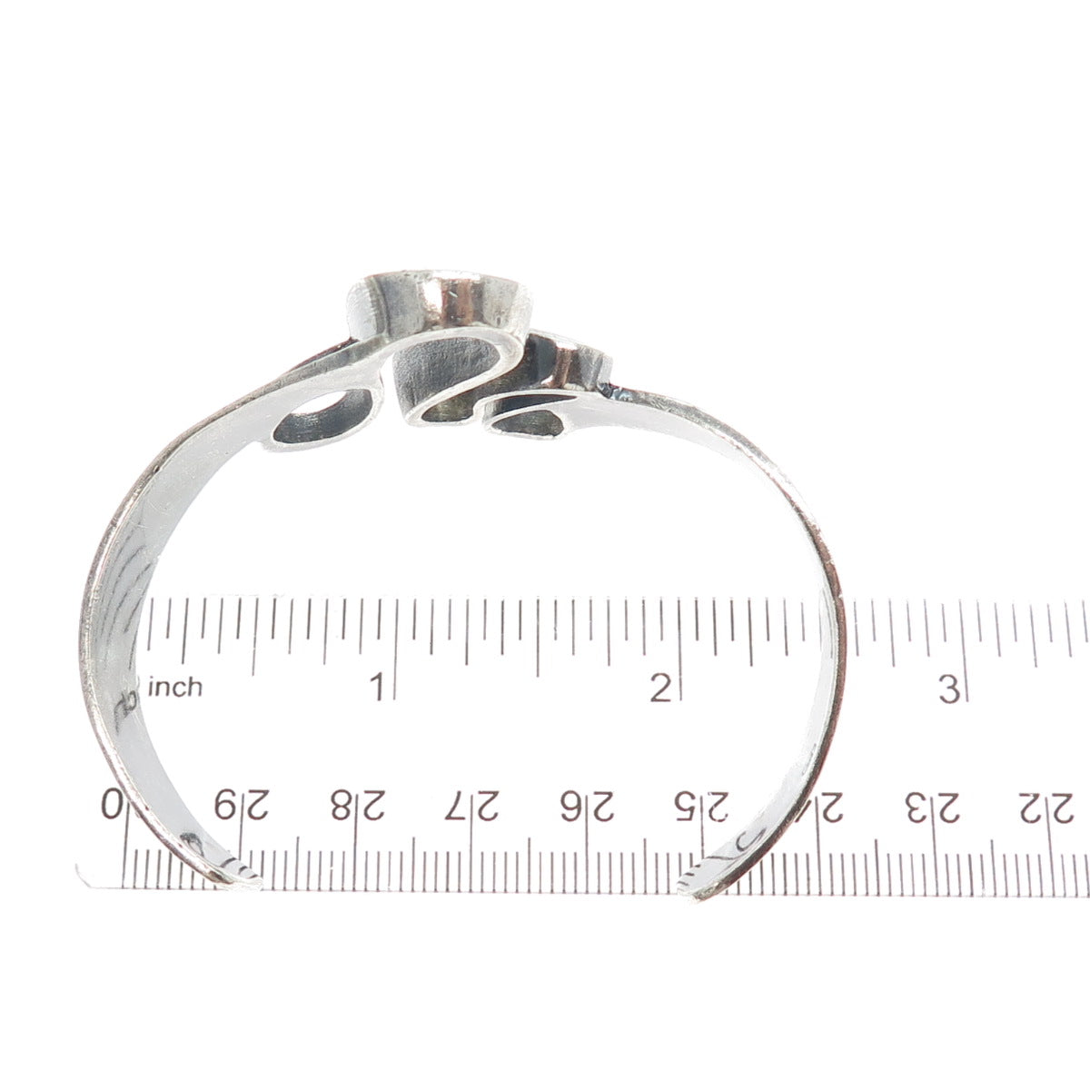 925 Sterling Silver Vintage Modernist Wavy Oxidized Adjustable Bracelet 6.25"