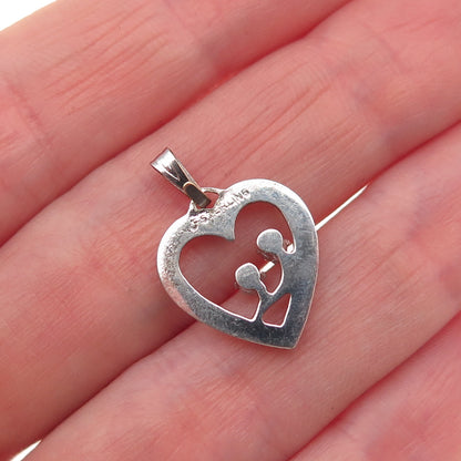 Jerome Fleischer & Co. 925 Sterling Silver Vintage Rhinestone Heart Mini Pendant