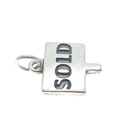 SUNDANCER 925 Sterling Silver Vintage Sold Sign Minimalist Charm Pendant