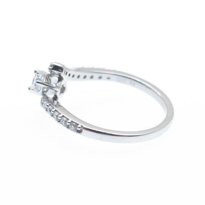 925 Sterling Silver Round-Cut C Z Promise Bypass Ring Size 7