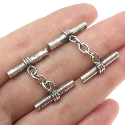 925 Sterling Silver Vintage Modernist Bar Chain Cufflinks