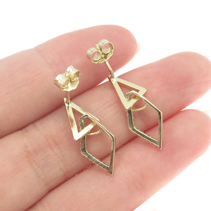 925 Sterling Silver Gold Plated Round-Cut C Z Modernist Geometric Earrings