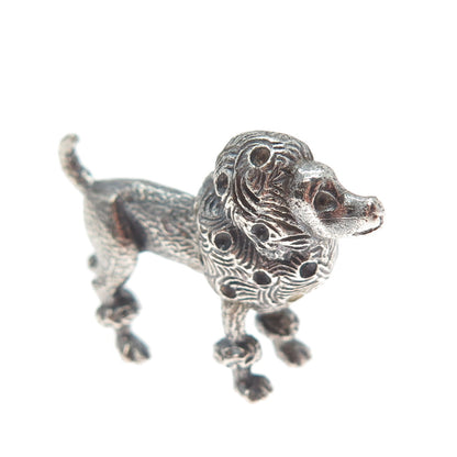 925 Sterling Silver Vintage Poodle Dog Oxidized 3D Miniature