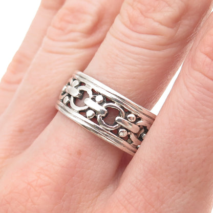 925 Sterling Silver Vintage Chain Link Oxidized Band Ring Size 12.25