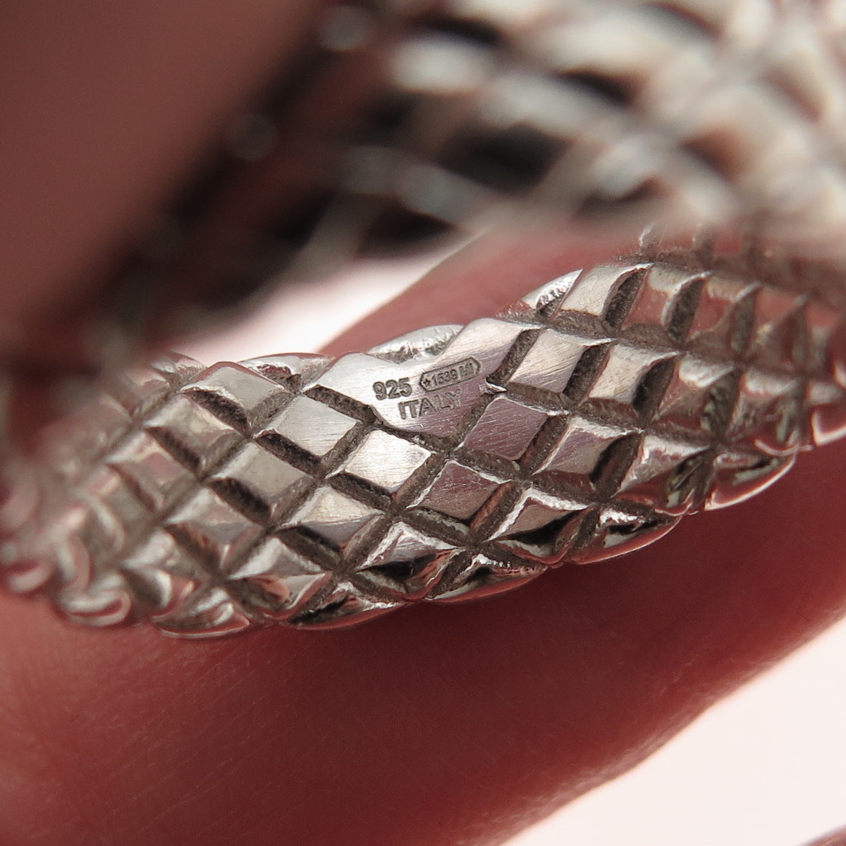 925 Sterling Silver Italy Dragon Skin Band Ring Size 7.5