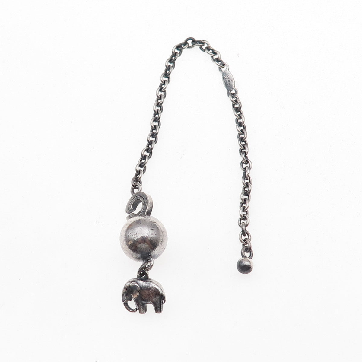 Georg Jensen 925S Sterling Silver Vintage Denmark Elephant Key Fob Chain #46