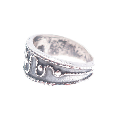 925 Sterling Silver Vintage Modernist Swirl Oxidized Ring Size 9