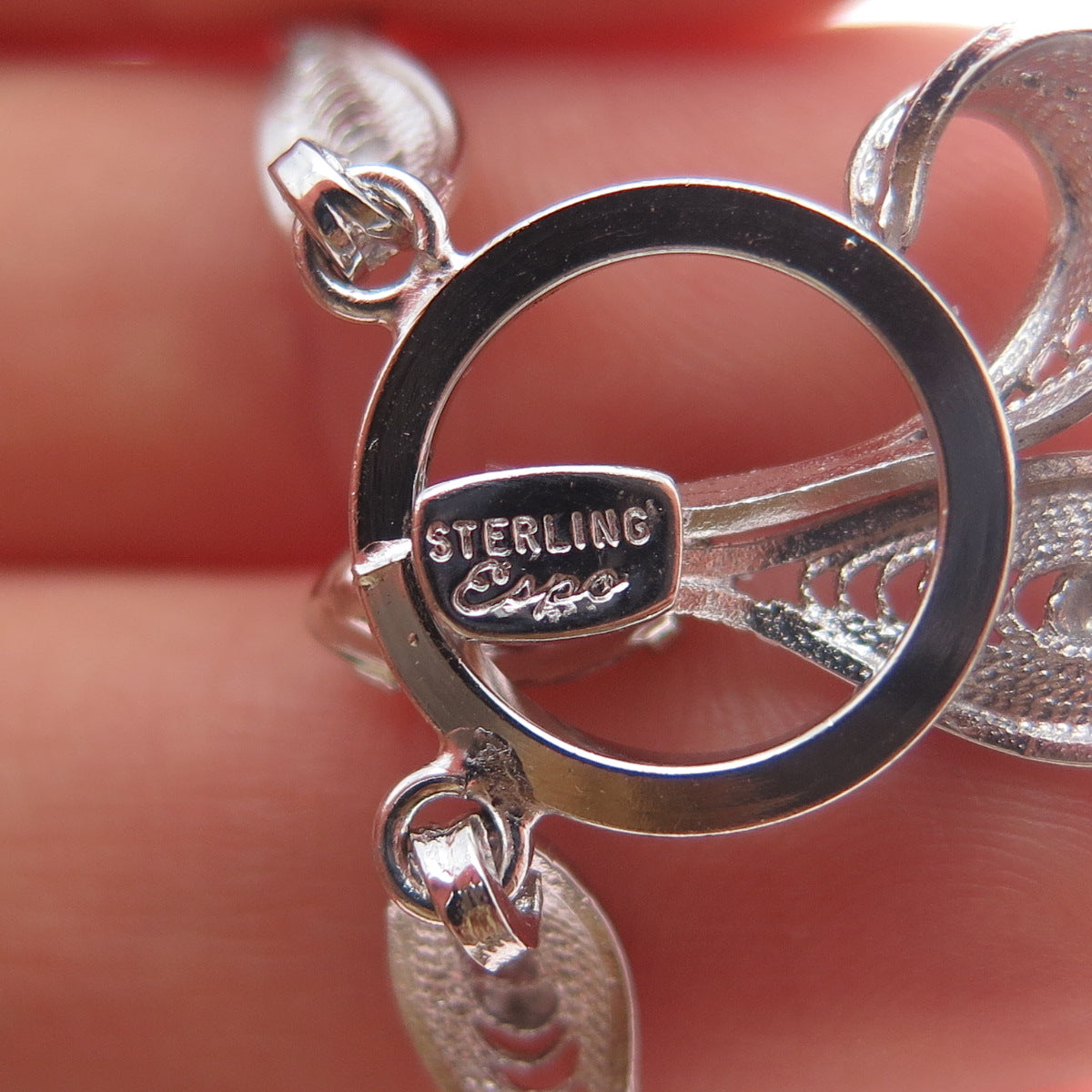 ESPO JOSEPH ESPOSITO Sterling Silver Vintage Rhinestone Filigree Necklace 16"