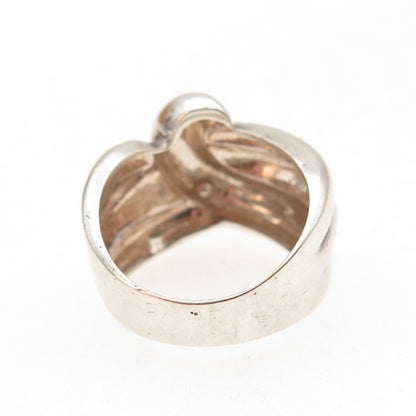 925 Sterling Silver Vintage Modernist Oxidized Ring Size 6.75