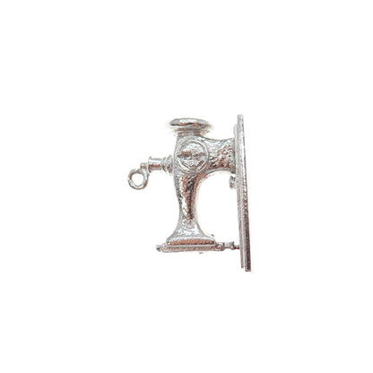925 Sterling Silver Antique Art Deco Enamel Sewing Machine Mini 3D Charm Pendant
