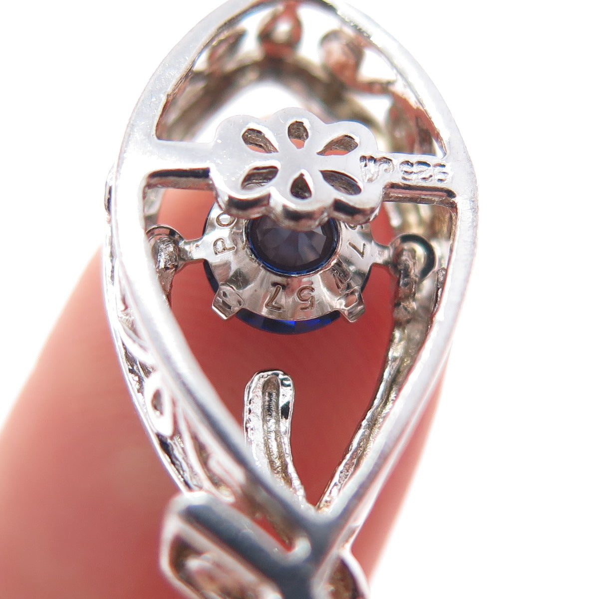 925 Sterling Silver Lab-Created Sapphire Infinity Slide Charm Pendant