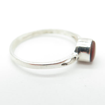 925 Sterling Silver Vintage Real Carnelian Ring Size 6.25