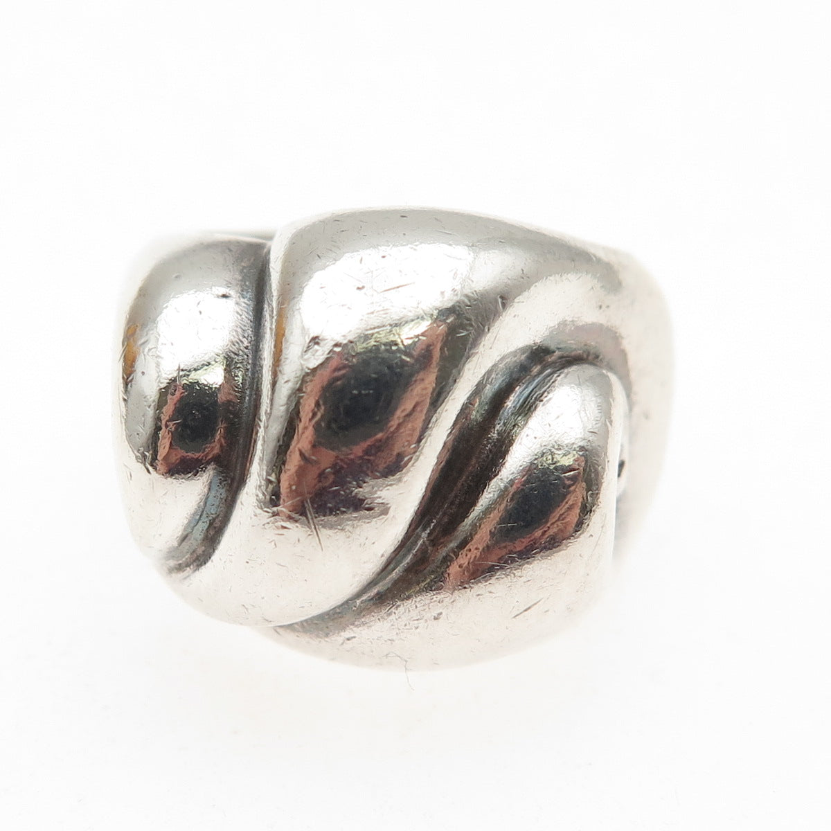 925 Sterling Silver Vintage Modernist Dome Oxidized Ring Size 6