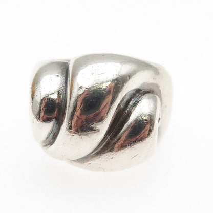 925 Sterling Silver Vintage Modernist Dome Oxidized Ring Size 6