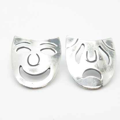 925 Sterling Silver Vintage Mexico Sock & Buskin Tragedy Comedy Masks Earrings