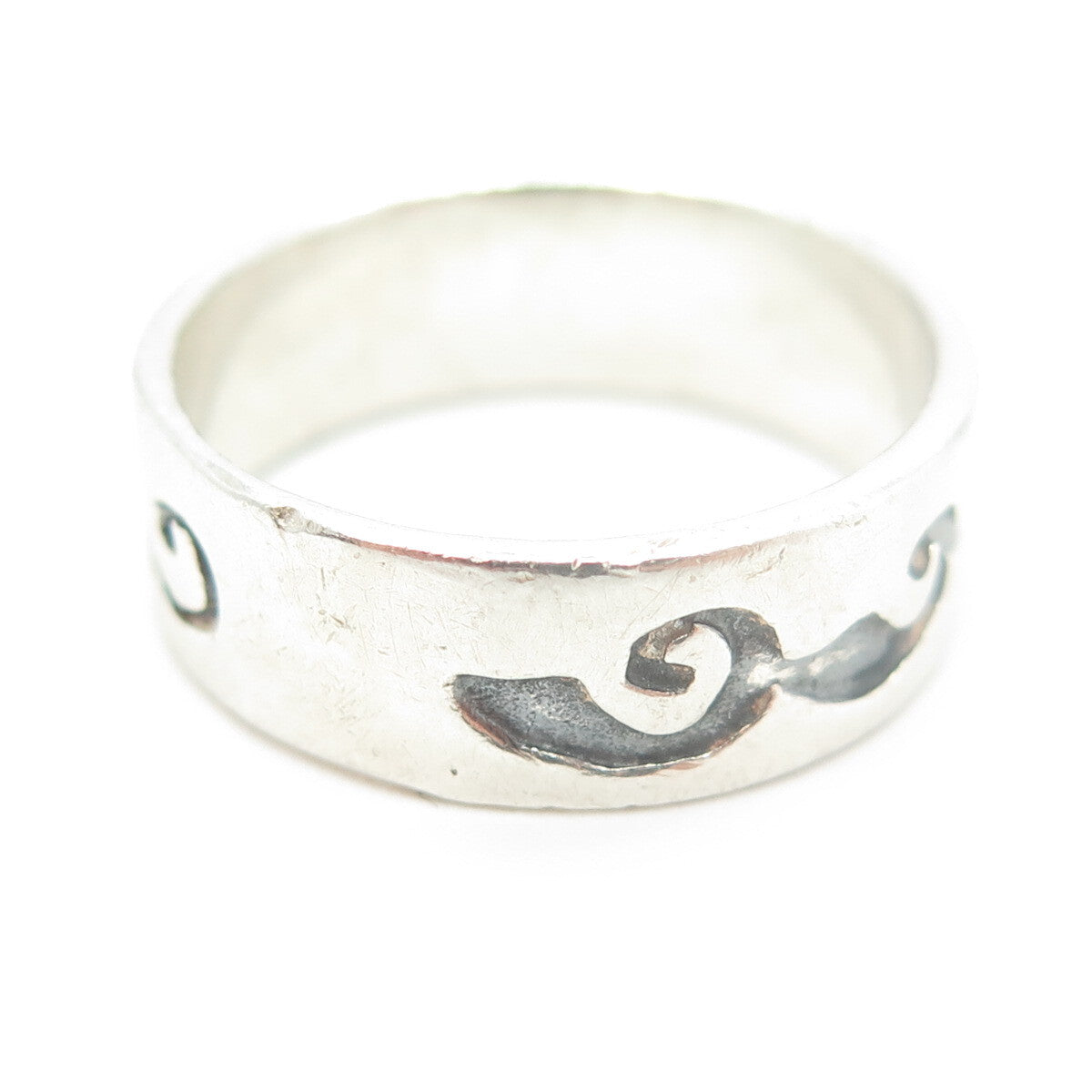 925 Sterling Silver Vintage Waves Band Ring Size 10.5