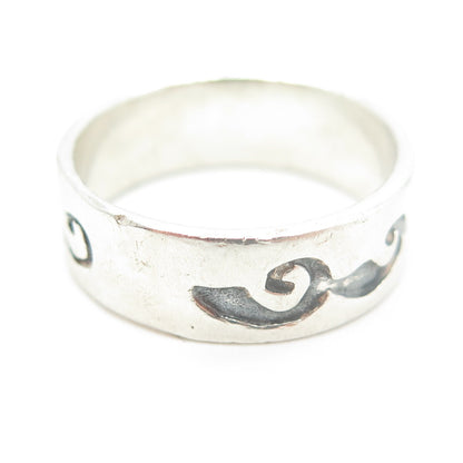 925 Sterling Silver Vintage Waves Band Ring Size 10.5