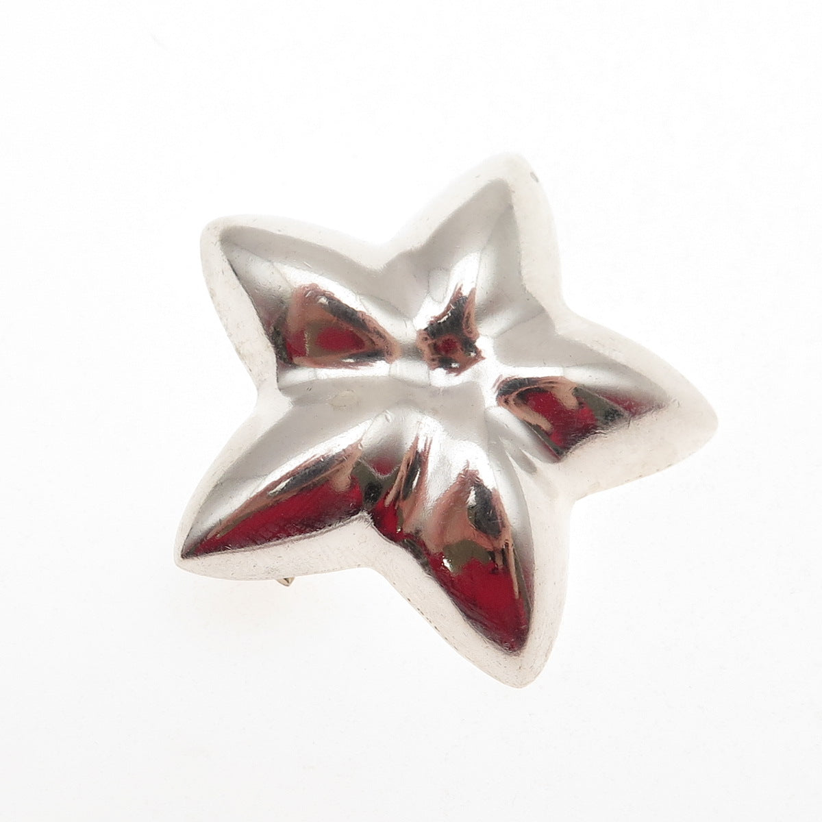 925 Sterling Silver Vintage Mexico Modernist Puffy Star Pin Brooch