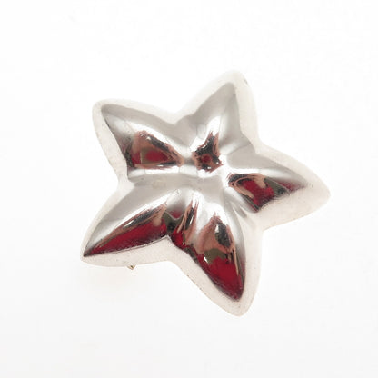 925 Sterling Silver Vintage Mexico Modernist Puffy Star Pin Brooch