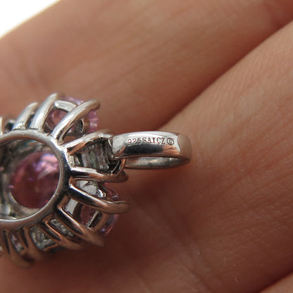 SAI 925 Sterling Silver Blue & Pink C Z Mini Charm Pendant