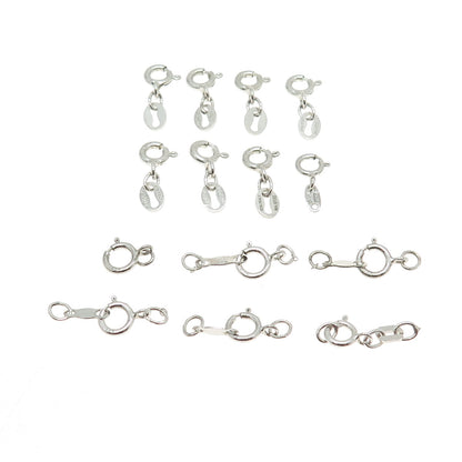 925 Sterling Silver SET of 14 Spring Ring Lock Clasps for Bracelet / Necklace