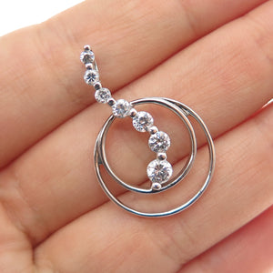 925 Sterling Silver Graduated Round-Cut C Z Multi-Circle Slide Charm Pendant