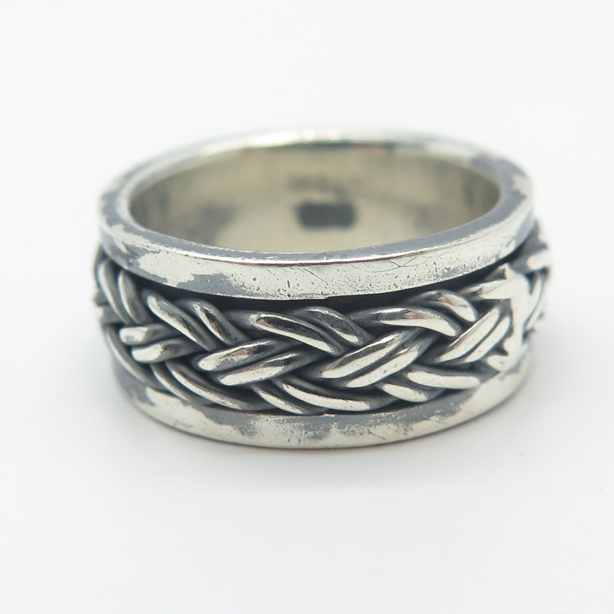 925 Sterling Silver Vintage Rotating Braided Band Ring Size 7.75