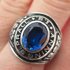 REED & CO. 925 Sterling Vintage 1977 Glass Anning S. Prall School Ring Size 7.5